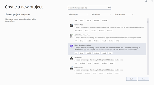 Create blazor project