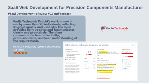 SaaS Web Development Testimonial - Facile Technolab